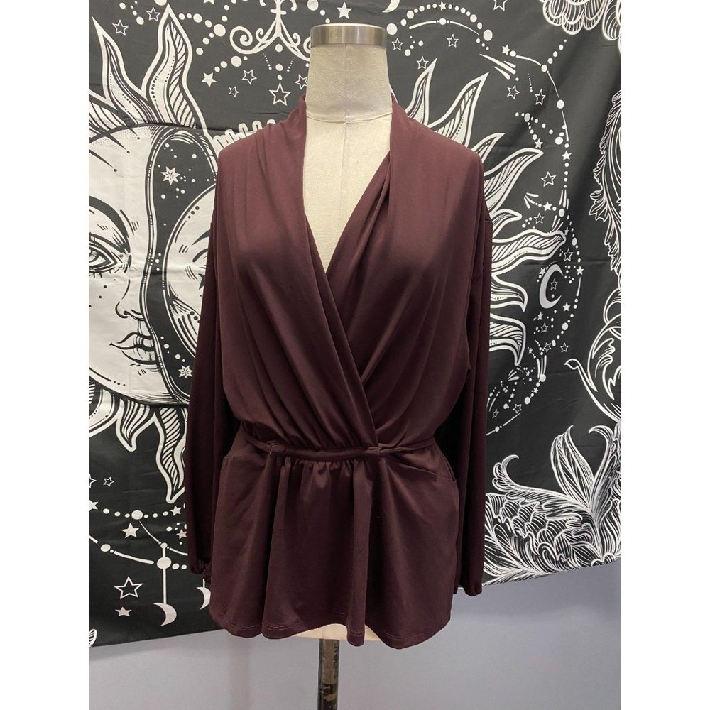Design Lab wrap style look blouse, v neckline, lon